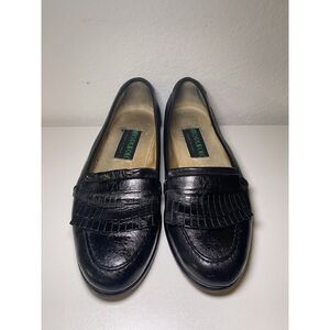 Mio Rufolo Italian Real Leather Loafers Men's Black Size 8.5 Fine Quality Used